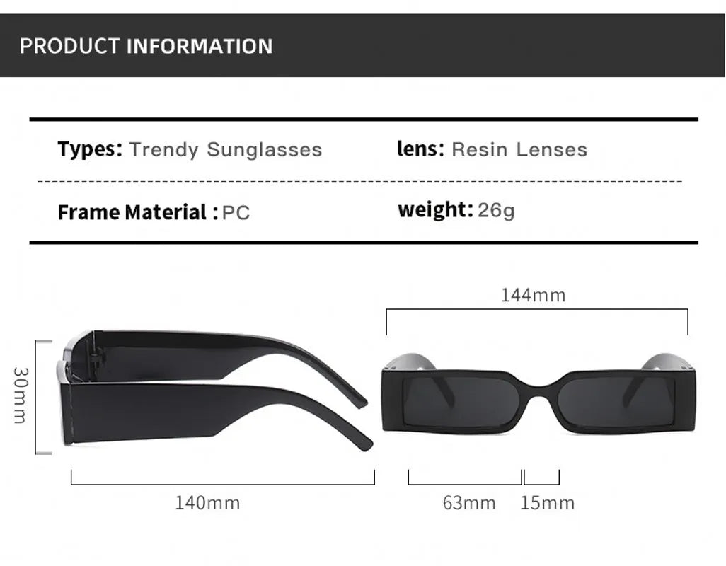 NO CAP Vintage Rectangle Summer Sun glasses