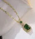 NO CAP Emerald Green Jewelry Set for Women – Stainless Steel Necklace, Earrings & Rings Set